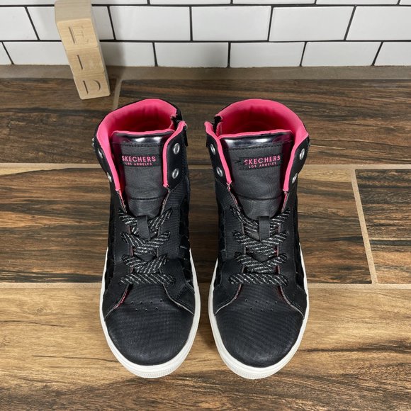Skechers Street Shoutouts Youth Girl's Size 5 Shoes Black Pink High Top Sneaker - Picture 11 of 12